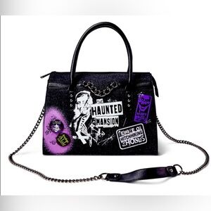 Haunted Mansion Black and Purple Graphic Satchel Bag